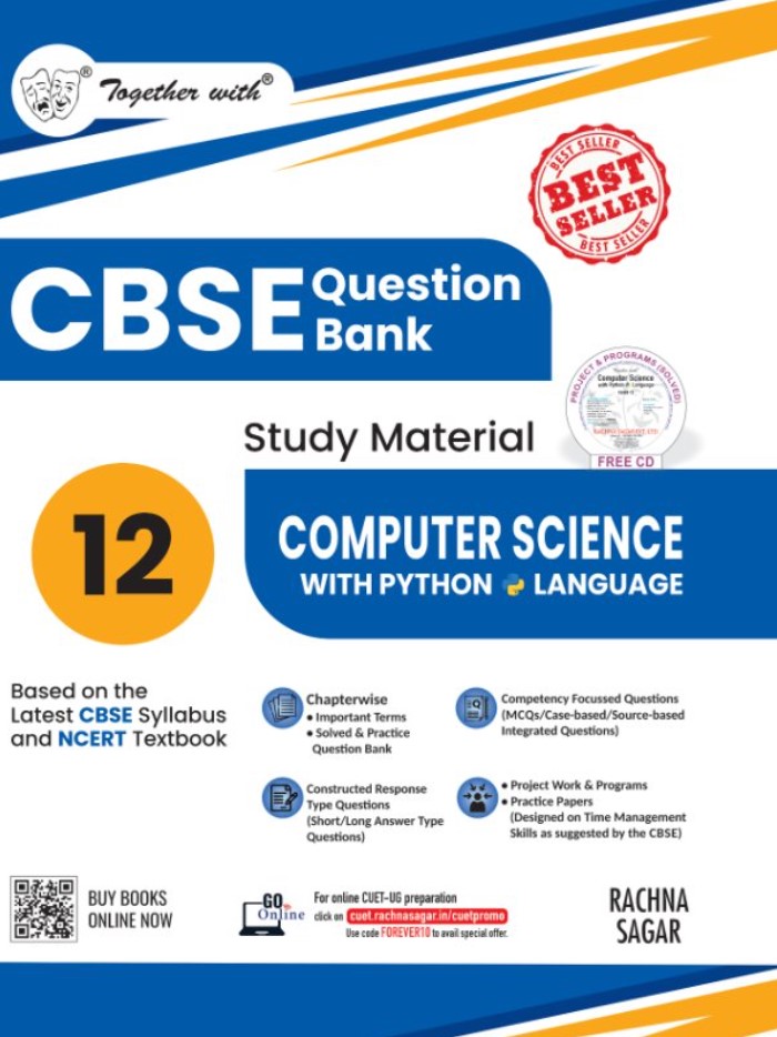 Together With CBSE Class 12 Computer Science With Python Question Bank or Study Material 2025-2026 Exam (Based on the Latest Syllabus)